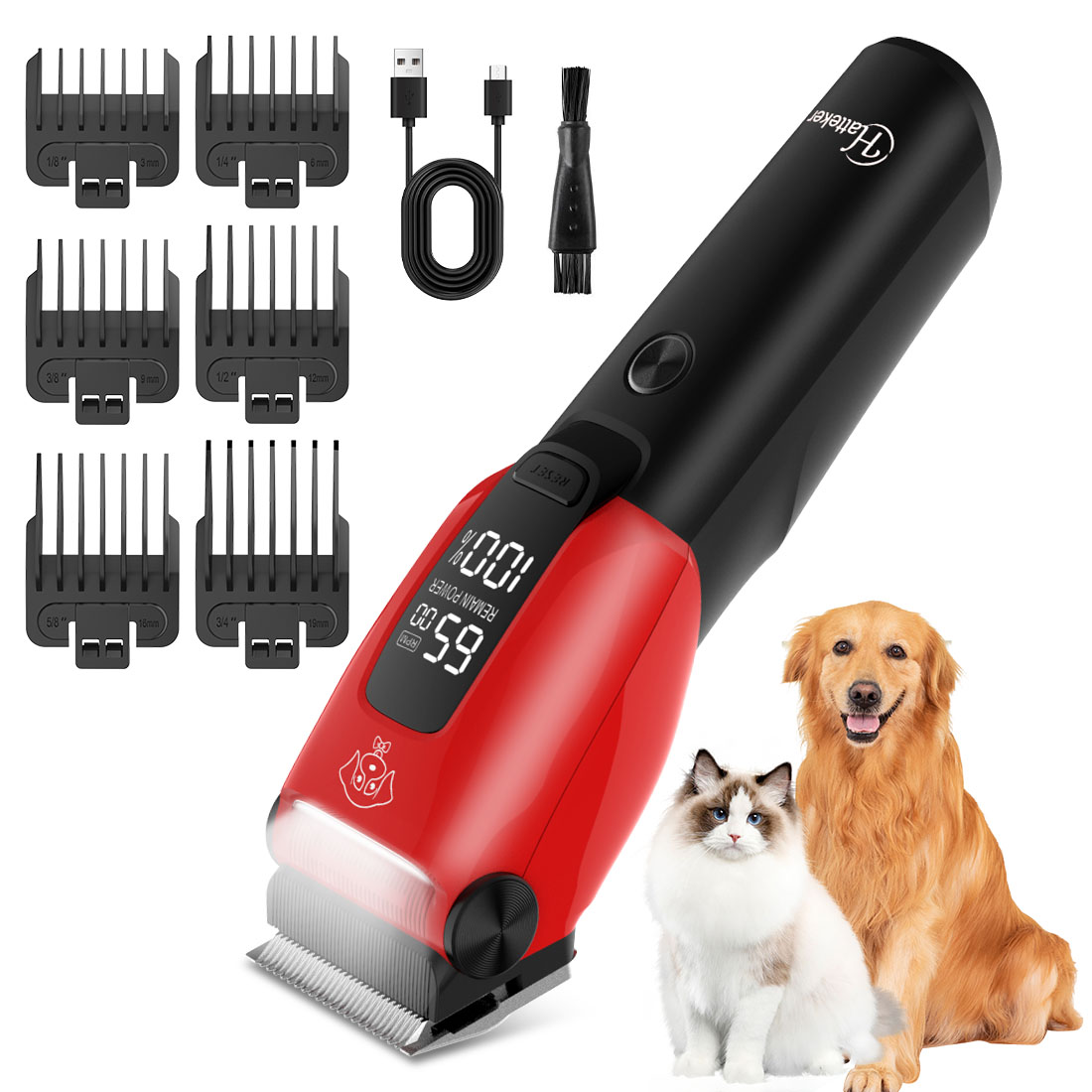Dog Grooming Clippers - Hatteker Alat Cukur Bulu Hewan Elektrik
